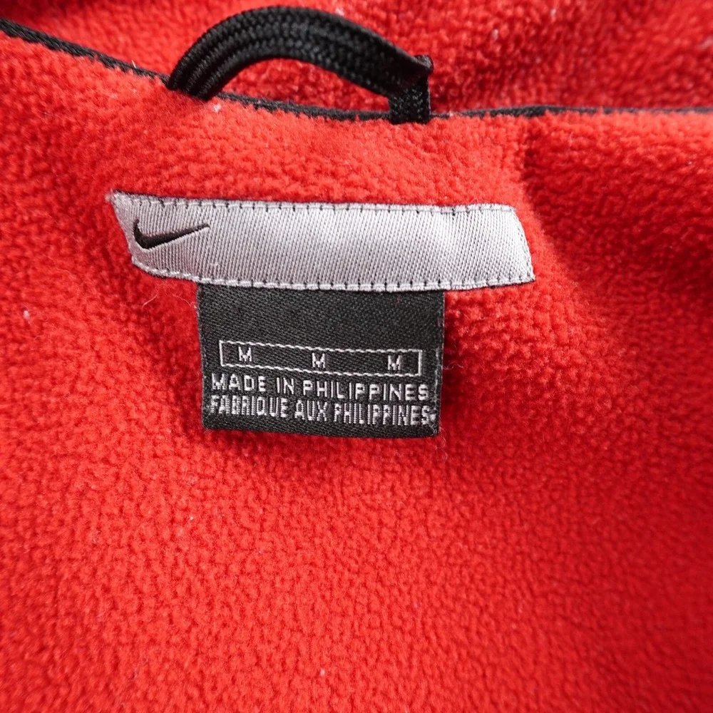 VTG Nike Jacket Mens M Red Swoosh Fleece Lined Zip Track Windbreaker Coat‎ Y2K